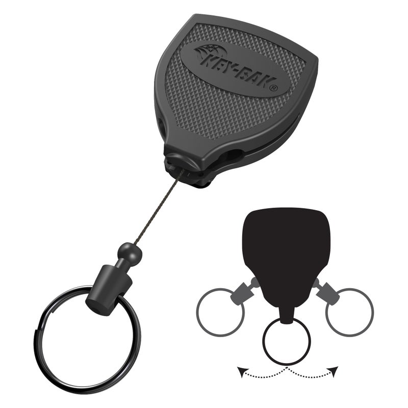 KEY-BAK SUPER48 PLUS HD 8oz. Ambidextrous Retractable Keychain with a 48" Retractable Cord and Locking Steel Belt Clip, Black (0S48-8474) - Image 5